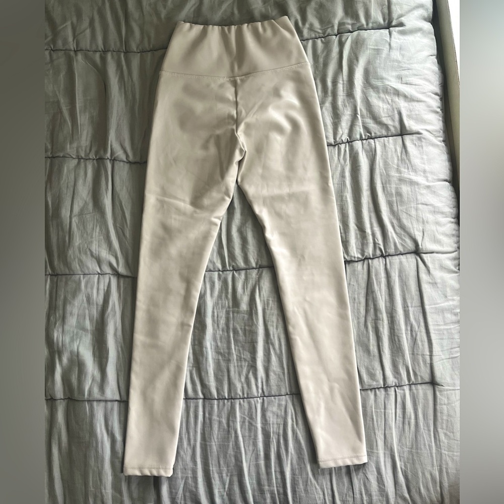 BEIGE CREAM LEATHER PANTS